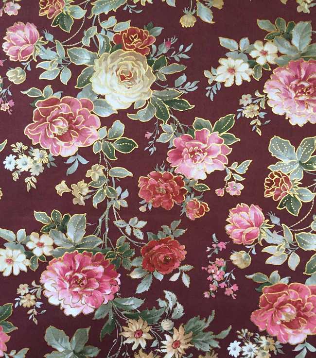 Burgundy Gold Floral